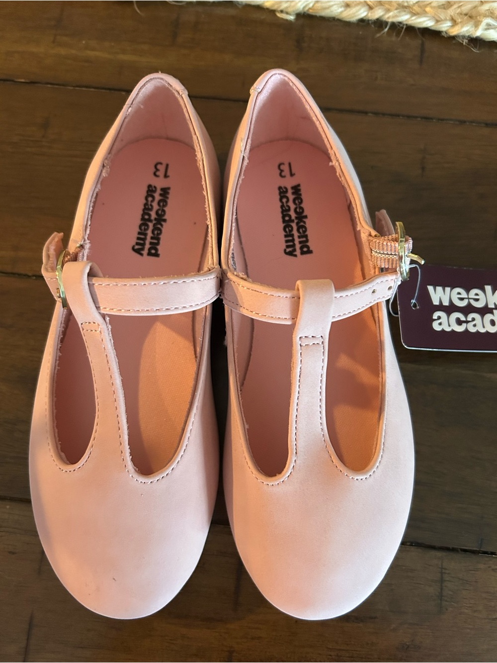 Girls' Pink T-Strap flat Dress Shoes